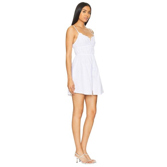 SNDYS Isabella Mini Dress in White Small New Womens Linen Boho Sundress - Picture 3 of 16